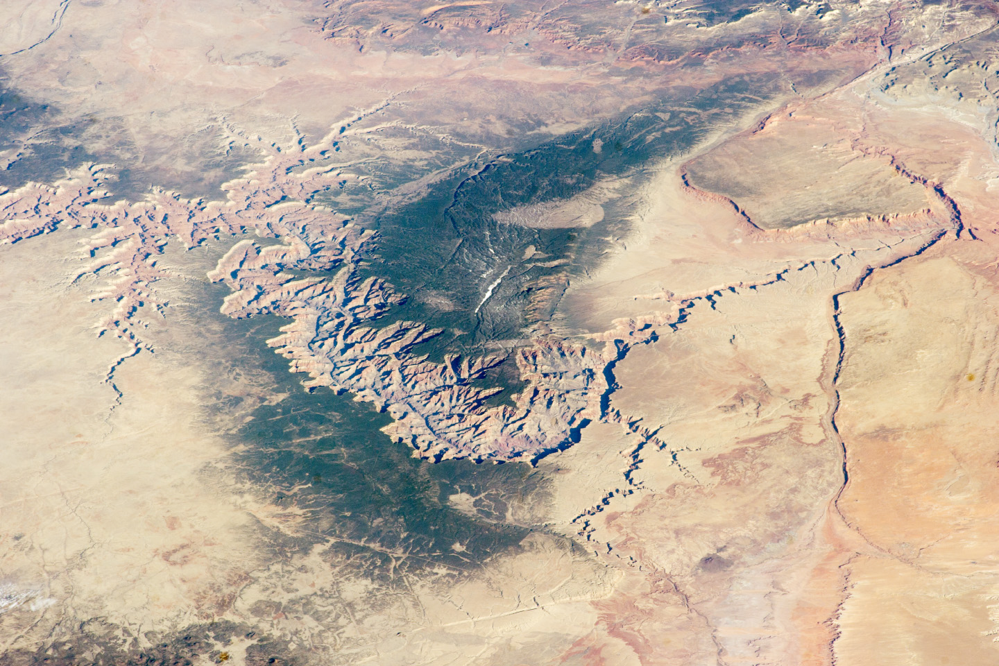 Image of the Grand Canyon and surrounding area taken from the International Space Station.  Photo courtesy of NASA. 