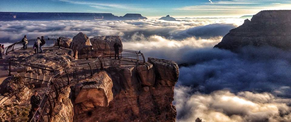 Natural fog sometimes fills the canyon, during temperature inversions.  Image courtesy of the US National Park Service/Erin Whittaker.