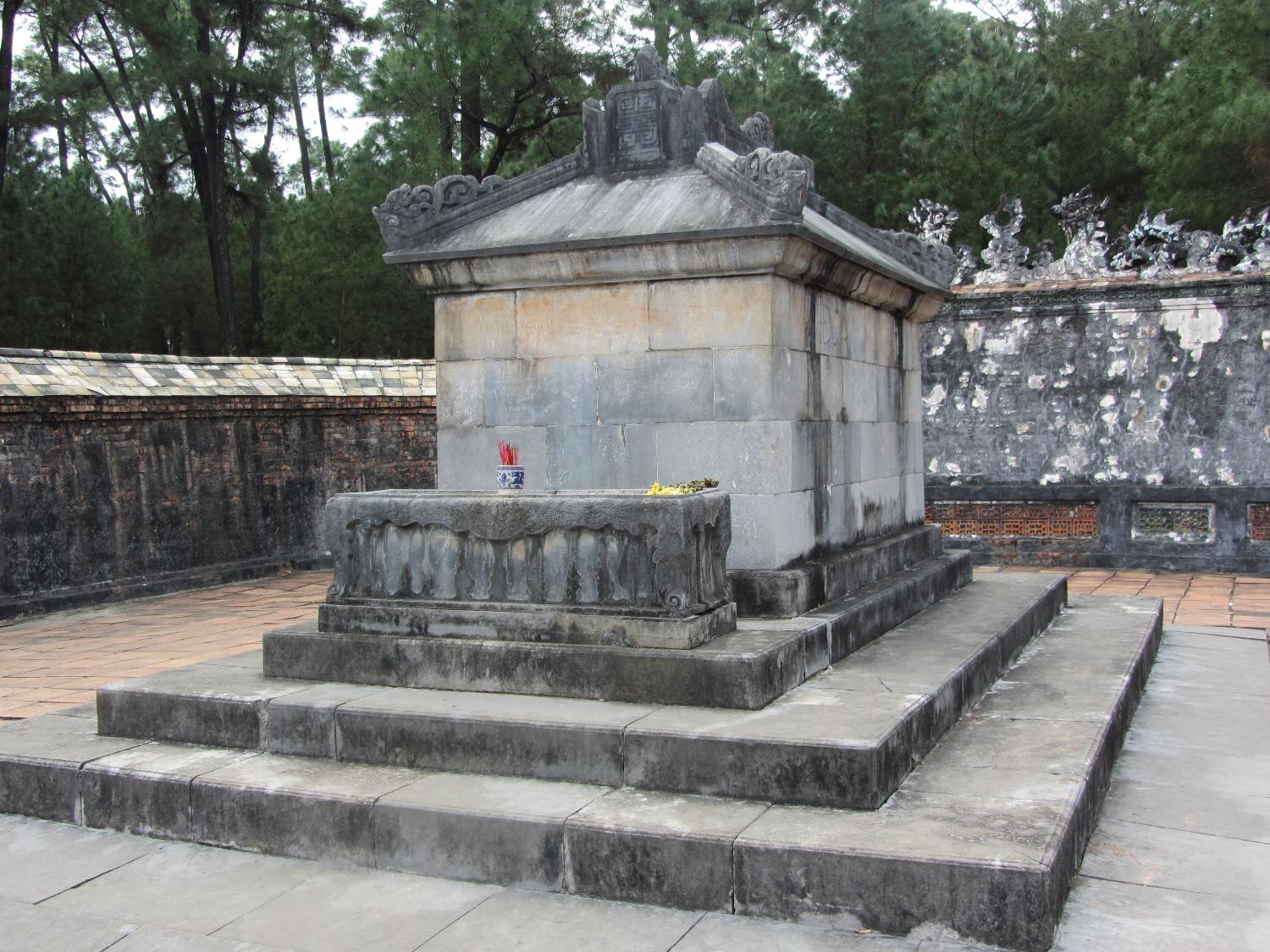 False sepulchre at the Tomb of the Emperor Tu Doc in Hue. The actual remains of the emperor were buried at a secret site - still undiscovered - somewhere else in Hue.