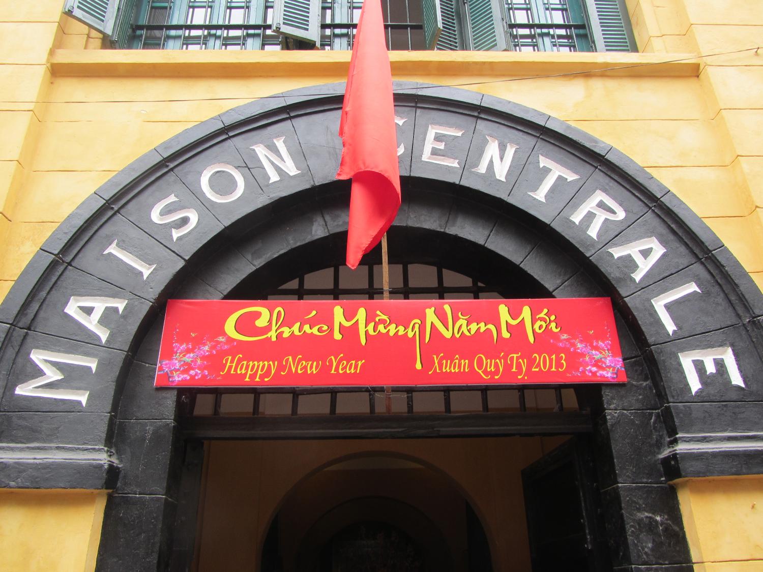 Entrance to the Maison Centrale or Central Prison in Hanoi. Built by the French beginning in 1886, it was used to imprison Vietnamese political prisoners and later by the Vietnamese to hold mostly US pilots during the Vietnamese War. It was referred to sarcastically as the "Hanoi Hilton" by US POWs and later in the US press. The prison was torn down in the mid-1990s and only the Gate House remains.