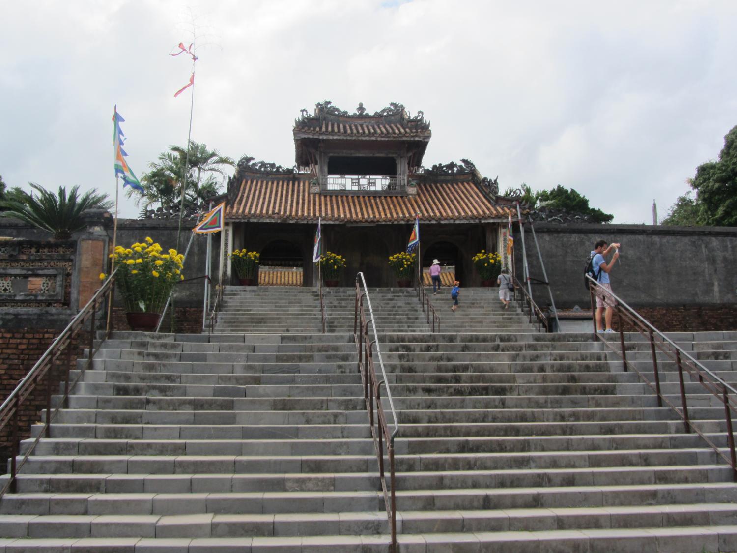 The Khiem Cung Gate at the Emperor Tu Doc Tomb in Hue. Tu Doc ruled Vietnam from 1848 to 1883; his tomb complex was built between 1864-67. Tu Doc lived at the luxurious complex after its construction along with his 100 wives and concubines.  