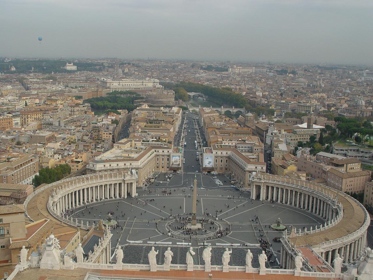 View of St. Peter's Square in the Vatican as seen from the top of St. Peter's Basilica.