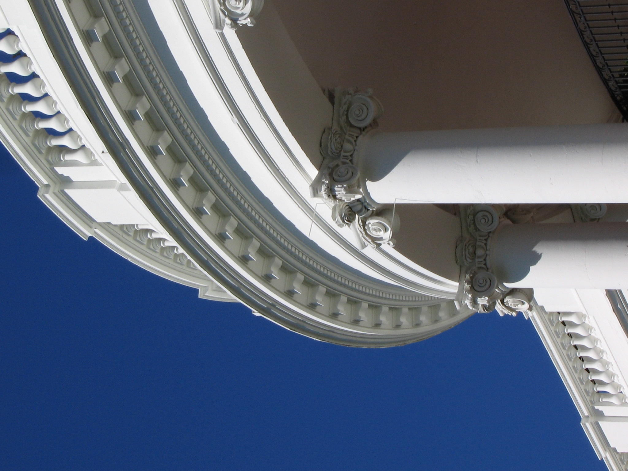 Detail of the portico at the White House showing the supporting ionic columns.