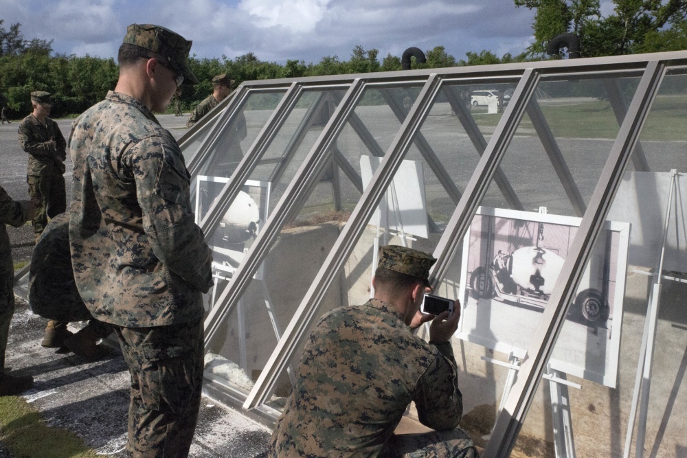 US Marines visit the historically important World War II B-29 base at North Field, Tinian, Commonwealth of the Northern Mariana Islands, on 17 November 2015. During their visit the Marines learned about Operations Silverplate and Centerboard, code names for the nuclear attacks on Hiroshima and Nagasaki. The Marines were able to view the location of the two atomic bomb loading pits necessary to load the oversized nuclear bombs aboard the B-29s. Photo courtesy of US Marine Corps / Gunnery Sgt. Justin Park.