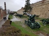 Along the walls of the Kalemegdan Fortress in Belgrade with a display of historic artillery.