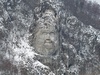 Rock carving, on the Romanian side of the Danube River, depicting the Dacian King Decebalus (r. A.D. 87-106), who fought the Romans in the early 2nd century but was ultimately defeated. He is considered a Romanian national hero. The carving, made between 1994 and 2004, is 42.9 m (141 ft) tall and 31.6 m (104 ft) wide and is the tallest rock relief in Europe.