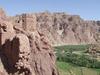 View from Shahr-i-Zohok (the "Red City") in Bamyan Province. Once a citadel housing about 3,000 people, it was destroyed by the Mongols in the 13th century. The invaders also leveled the nearby city that the fortress had protected and  massacred all its inhabitants (possibly 150,000) and animals. In memory, the site is today known as Shahr-i-Gholghola (the "City of Screams").