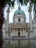The Karlskirche (St. Charles Borromeo Church) in Vienna, is flanked by two massive spiral columns, modeled after Trajan's Column in Rome. 