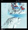 Truly a river of ice, Antarctica's relatively fast-moving Byrd Glacier courses through the Transantarctic Mountains at a rate of 0.8 km (0.5 mi) per year. More than 180 km (112 mi) long, the glacier flows down from the polar plateau (left) to the Ross Ice Shelf (right) in this false-color satellite image. Long, sweeping flow lines are crossed in places by much shorter lines, which are deep cracks in the ice called crevasses. The conspicuous red patches indicate areas of exposed rock. The glacier was named for Rear Admiral Byrd, US Navy, who was an Antarctic explorer. Image courtesy of USGS.