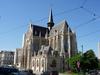 Our Lady of the Sablon Church in Brussels was built in the 15th century in a late Gothic style known as Brabantine. It is renowned for its brightly colored stained-glass windows.