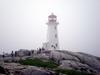 Peggys Point Lighthouse in Peggys Cove, Nova Scotia is a very popular tourist site operated by the Canadian Coast Guard. The lighthouse, the second one on this site, was built in 1914 and is 15 m (50 ft) tall. 