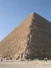 The Great Pyramid of Giza, built for the Pharaoh Khufu, is the only one of the Seven Wonders of the Ancient World that survives. Constructed of an estimated 23 million limestone blocks, it took some 20 years to build and it was completed in about 2540 B.C. Some of the white casing stones that covered the completed pyramid can still be seen at its base. Thousands of skilled laborers participated in the pyramid's construction; they lived and died near the building site.