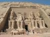 Statues of the Pharaoh Ramses II at Abu Simbel, a twin temple to the Temple of Queen Nefertari in Nubia (southern Egypt) that was carved out of a mountainside in the 13th century B.C. The temple complex was meant to proclaim the might of Egypt to its southern neighbors and to reinforce the status of Egypt's religion in the region. Considered to be one of the most beautiful sites in Egypt, it is a popular tourist destination.
