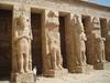 Statues in the hypostyle hall of the Mortuary Temple of Ramses III at Medinet Habu.