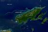 This satellite image shows Fiji's second-largest island, Vanua Levu, and the Cakaulevu Reef that shelters the island's northern shore. Also called the Great Sea Reef, Cakaulevu shines turquoise through clear, shallow waters. It is the third longest continuous barrier reef in the world, behind the Great Barrier Reef in Australia and the Mesoamerica Reef off Central America. When combined with the nearby Pascoe Reef, Cakaulevu Reef is about 200 km (120 mi) long. On its own, the Cakaulevu Reef covers 202,700 sq km (77,200 sq mi).

The first systematic survey of the reef (in 2004) revealed a diverse marine population, including unique mangrove ecosystems and endemic fish. Twelve threatened species live within the reef: 10 fish species, the green turtle, and the spinner dolphin. All of this marine life has traditionally supported the native population, and currently some 70,000 people depend on the reef. After seeing fish populations decline in recent decades, local leaders created a series of marine protected areas in 2005 where fishing is prohibited. Where the ban has been enforced, fish populations have rebounded and spilled over into areas where fishing is permitted. Photo courtesy of NASA.