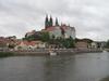 Albrechtsburg Castle and the Meissen Cathedral overlooking the city of Meissen, the "cradle of Saxony" and the capital of the Margraves of Meissen. The castle, designed in late Gothic style, was constructed in the 15th century as a residence. It is now a museum with murals illustrating the history of Saxony Meissen. The Gothic Meissen Cathedral, begun in 1260 on the same hill as the castle, is one of the smallest cathedrals in Europe. 