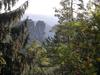 A scene in Saxon Switzerland National Park near Dresden where old castles abound and visitors go to rock climb.