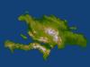 Satellite radar topographic view of the island of Hispaniola. The devastating earthquake at Port-au-Prince, Haiti, on 12 January 2010, occurred on the Enriquillo-Plantain Garden fault, visible here as a prominent linear landform immediately southwest of the city of Port-au-Prince and as a series of fault traces extending westward along the full length of the southern Tiburon Peninsula. Image courtesy of NASA/JPL/NGA.
