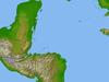 Satellite radar topography image of a portion of Central America. Due to persistent cloud cover, obtaining conventional high-altitude photos of this region is extrordinarily difficult. Radar's ability to penetrate clouds and make 3-D measurements allowed scientists to generate the first complete high-resolution topographic map of the entire region. All of Guatemala, Belize, El Salvador, and Honduras are visible on this image, as well as a considerable portion of southern Mexico (the Yucatan Peninsula). Image courtesy of NASA/JPL/NGA.
