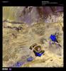 In this enhanced false-color satellite photo, shallow lakes, mudflats, and salt marshes share the sinuous valleys on Iran's largely uninhabited Dasht-e Kavir, or Great Salt Desert. Due to the high heat and arid climate, marshes, lakes, and wadis experience an extreme rate of groundwater evaporation leaving large crusts of salt. Image courtesy of USGS.