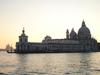 A view of the Basilica di Santa Maria della Salute (Basilica of St. Mary of Health) in Venice, a church constructed as a votive offering for the city's deliverance from a particularly devastating plague in 1630. Construction began in 1631 but was not completed until five decades later, in 1681. 