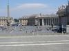 View of Saint Peter's Square in Rome showing an Egyptian obelisk, the Via della Conciliazione, and colonnades with statues on the sides of the square. The square, designed by Gian Lorenzo Bernini, was constructed between 1658 and 1667.