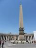 An Egyptian obelisk in Saint Peter's Square in Rome. Composed of red granite, the obelisk is 25.5 m tall (41 m to top of cross).  It was transferred to Rome by the Emperor Caligula in A.D. 37, and moved to its current location at the direction of Pope Sixtus V in 1586. It is the only Egyptian obelisk in Rome never to have fallen.