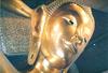 Head of the Reclining Buddha at Wat Pho in Bangkok.