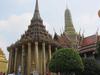 The Grand Palace is a complex of buildings in central Bangkok on the banks of the Chao Phraya River. Construction of the Grand Palace began in 1782 and it served as the official residence of the king and the royal family until 1925. It is still used for official events. Several royal offices are housed on the palace grounds. This view shows Phra Mondop, the royal library.