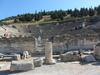 Ruins of the Roman Senate (Odeon, or small theater) in Ephesus. The city, on the west coast of Asia Minor, was originally Greek, but later became part of the Roman Empire. In Roman times it had a population estimated between 250 and 500 thousand, making it one of the largest cities in the Mediterranean world. Ephesus was partially destroyed by an earthquake in A.D. 614. The city's harbor thereafter slowly silted up causing its commercial importance to decline.  