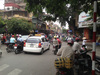 Street-level view of traffic in Hanoi.